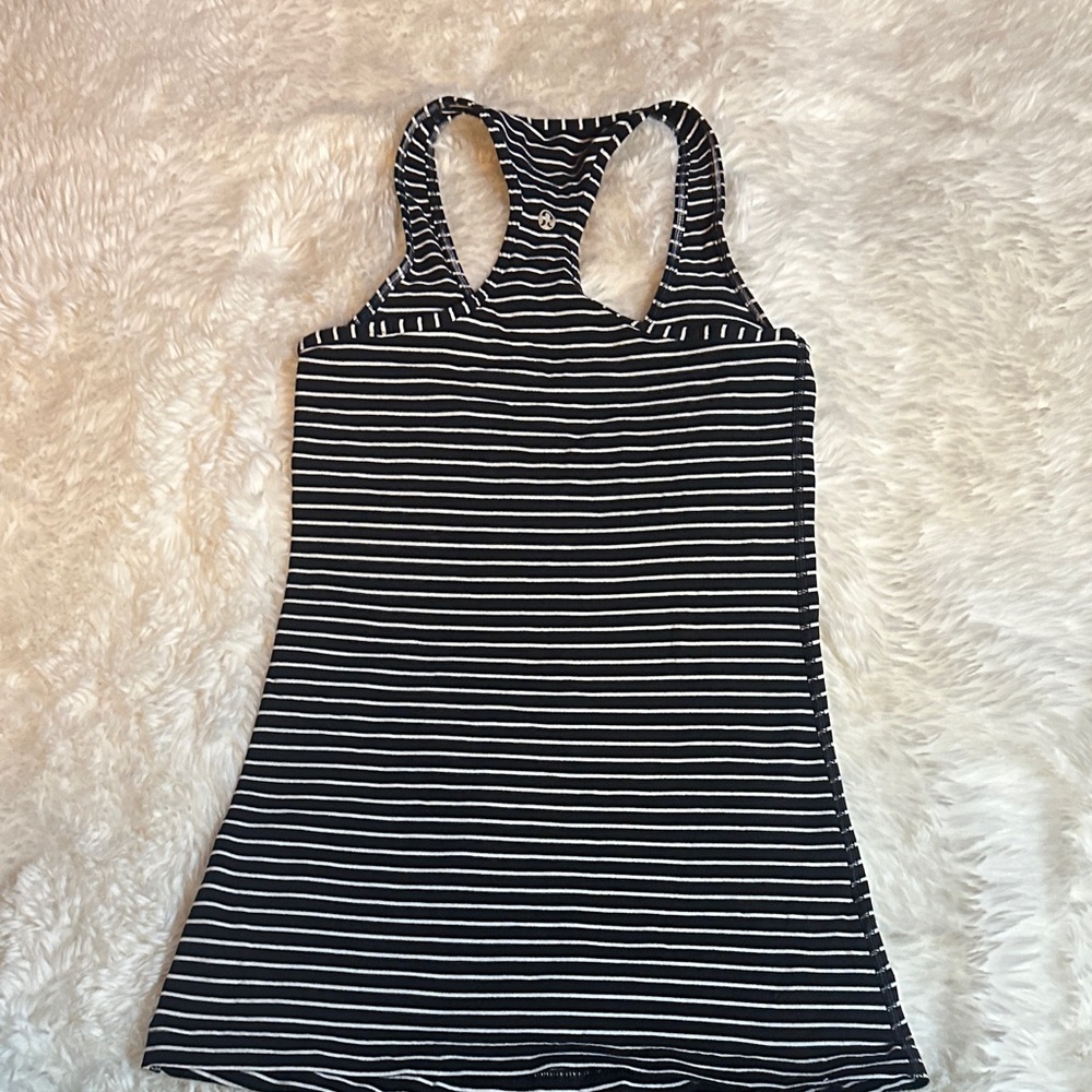 Lululemon Black and White Striped Tank Top
